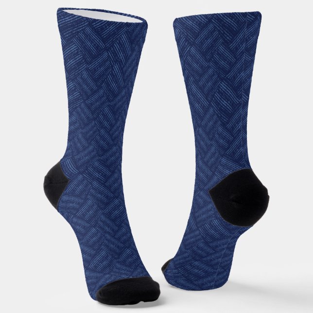 Calcetines Patrón de espiga monocromo azul texturizado. (Angular)