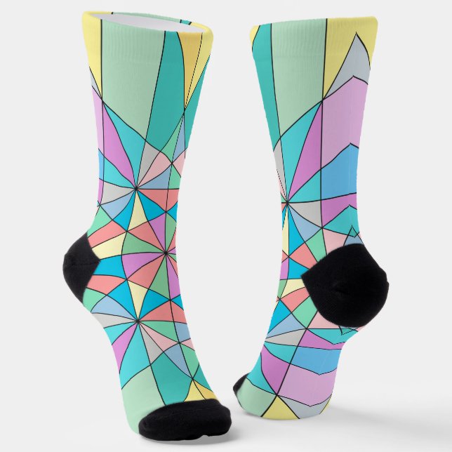Calcetines Patrón de estrella de triángulo de mosaico pastel  (Angular)