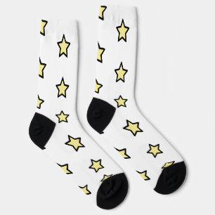Calcetines Patrón de Estrellas Amarillas Lindas con Contorno