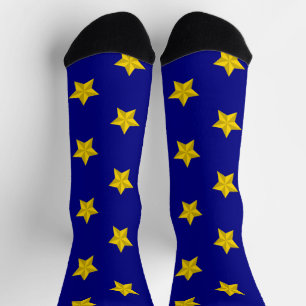 Calcetines Patrón de estrellas de oro, azul marino, exclusivo