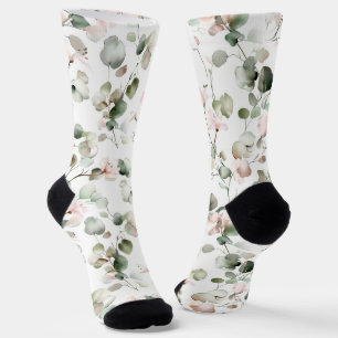 Calcetines Patrón de eucalipto acuarela