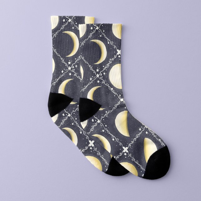 Calcetines Patrón de fases celestes de la luna (Moon Phases Socks)