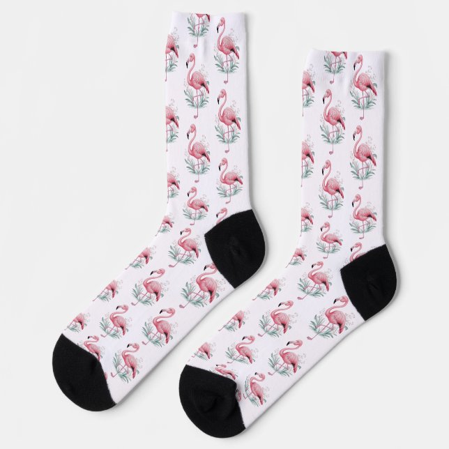 Calcetines Patrón de Flamenco y Flores (Izquierda)
