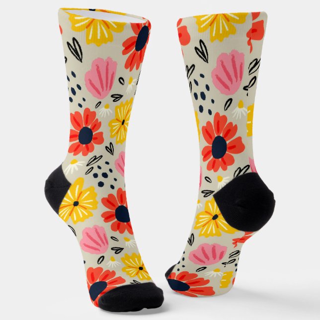 Calcetines Patrón de Flor de Primavera  (Angular)