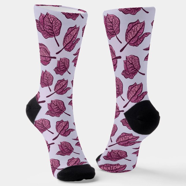 Calcetines Patrón de flor Pink Physalis Pastel Botánico (Angular)