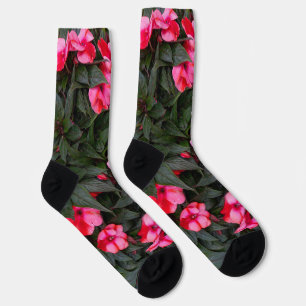 Calcetines Patrón de flores de impatiens de Nueva Guinea de c