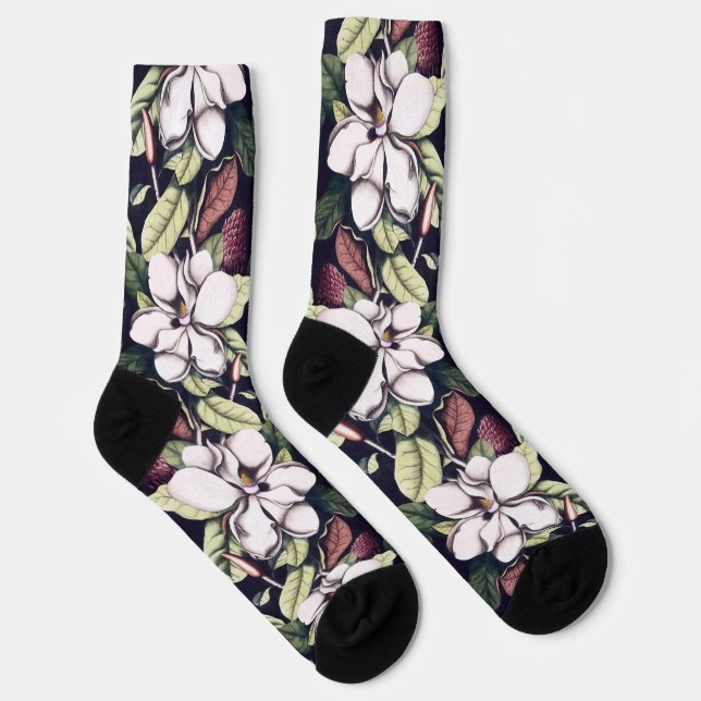 Calcetines Patrón de flores de magnolia (Derecha)