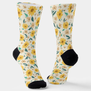 Calcetines Patrón de flores de margarita amarilla