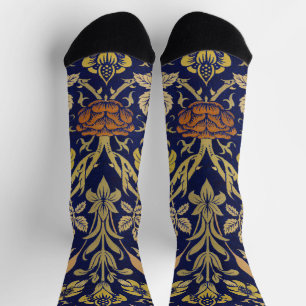 Calcetines Patrón de flores de rosa y lirio vintage de Willia