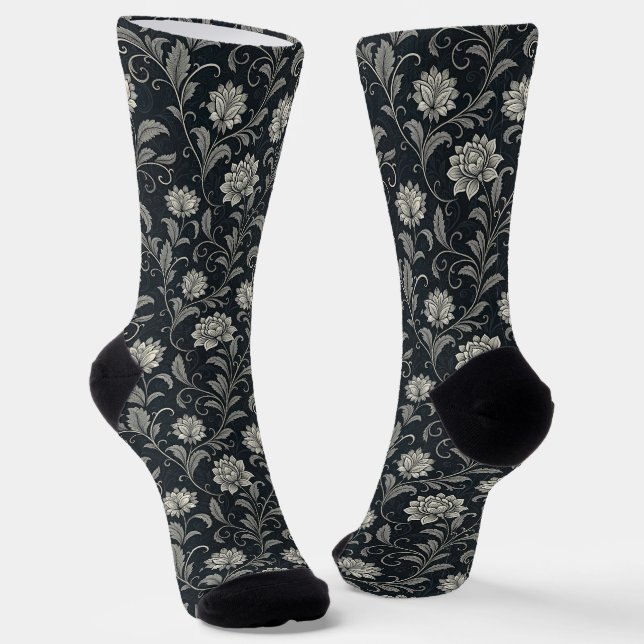Calcetines Patrón de flores góticas (Angular)