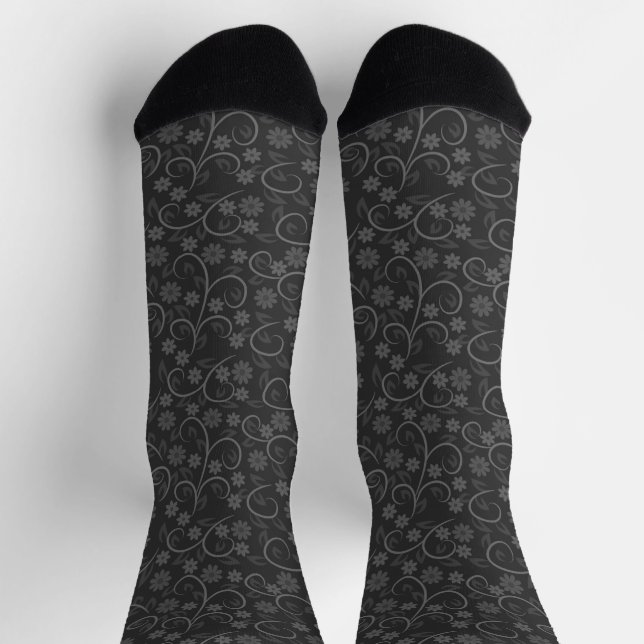 Calcetines Patrón de flores grises lindas (Arriba)