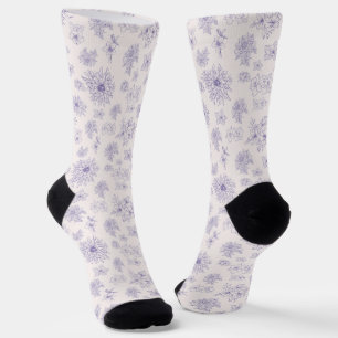 Calcetines Patrón de flores moradas