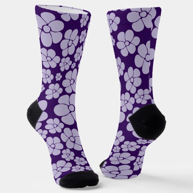 Calcetines Patrón de flores - Púrpura (Angular)