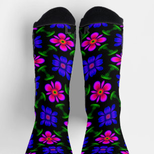 Calcetines Patrón de flores rosas adorables