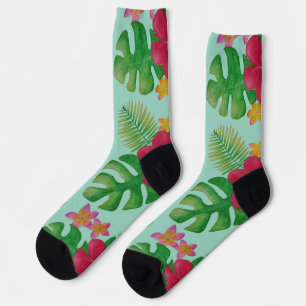 Calcetines Patrón de flores tropicales