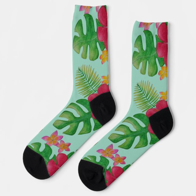 Calcetines Patrón de flores tropicales (Izquierda)