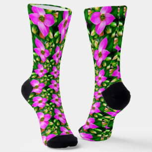 Calcetines Patrón de flores tropicales rosadas