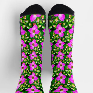 Calcetines Patrón de flores tropicales rosadas