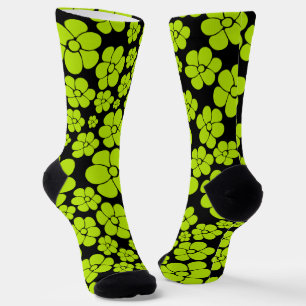 Calcetines Patrón de flores - Verde animado