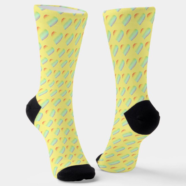 Calcetines Patrón de forma de corazón arcoiris (Angular)