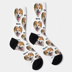 Calcetines Patrón de foto de mascota con corazón personalizad
