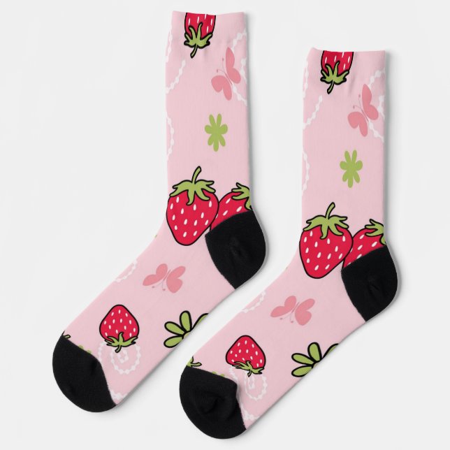 Calcetines Patrón de fresa (Izquierda)