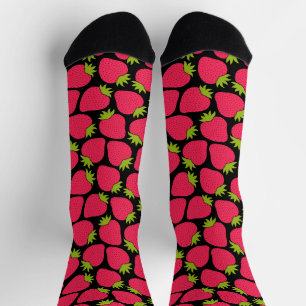 Calcetines Patrón de Fresa Caprichoso Estético Coral Lindo