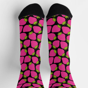 Calcetines Patrón de Fresa Caprichoso Rosa Femenino