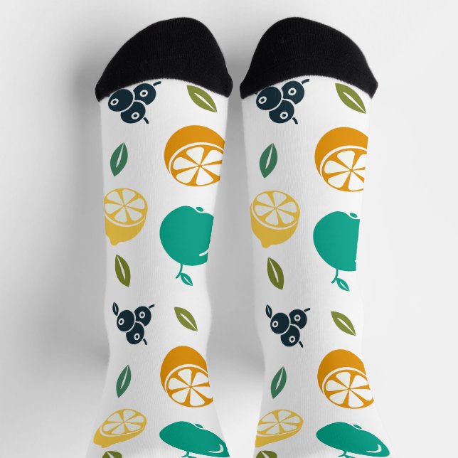 Calcetines Patrón de frutas, ciruela, Naranja, limón, pera, m (Arriba)