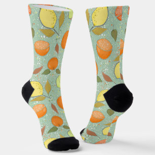 Calcetines Patrón de frutas con limones, naranjas