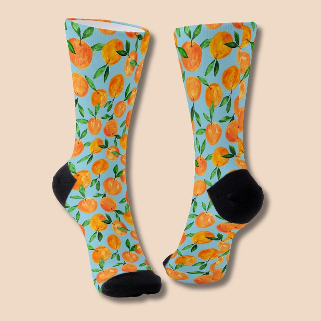 Calcetines Patrón de frutas de naranjas cítricas (Summer fruit, citrus orange fruit pattern socks)