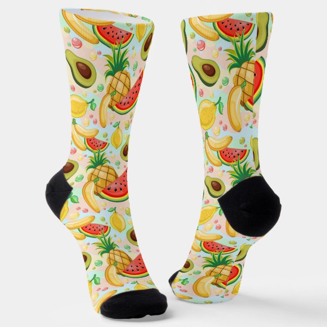 Calcetines Patrón de frutas de verano fresco (Angular)