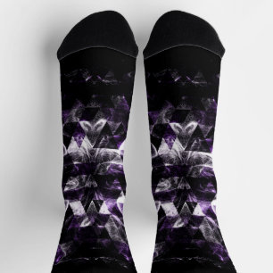 Calcetines Patrón de galaxia púrpura geométrica triangular ah