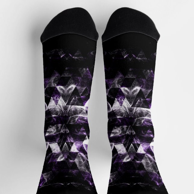 Calcetines Patrón de galaxia púrpura geométrica triangular ah (Arriba)