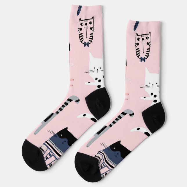Calcetines Patrón de gato (Izquierda)