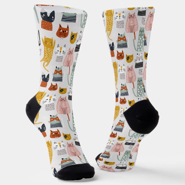 Calcetines Patrón de gato dibujado a mano de perro (Angular)