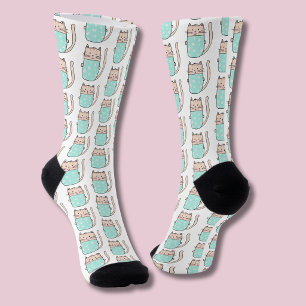Calcetines Patrón de gato floral lindo