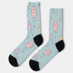 Calcetines Patrón de gato globo Lindo minimalista para niños