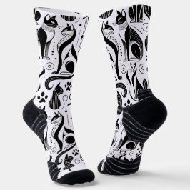 Calcetines Patrón de gato negro y blanco