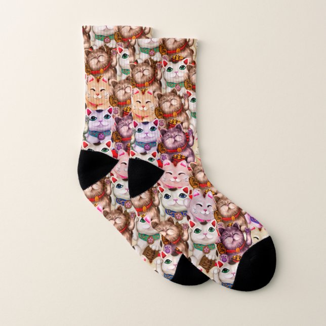 Calcetines Patrón de gatos Maneki-neko (Par)