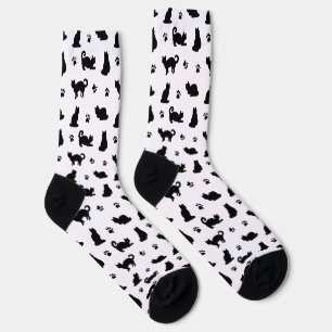 Calcetines Patrón de gatos negros y pinturas