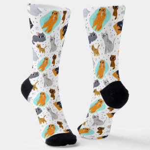Calcetines Patrón de Gatos para Amantes de los Gatos