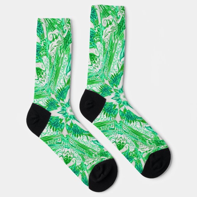 Calcetines patrón de geometría de armonía verde (Derecha)