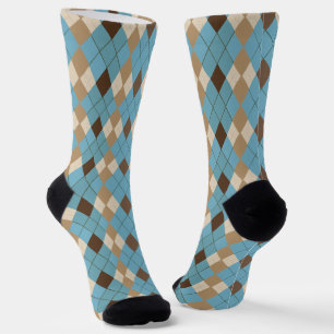 Calcetines Patrón de Gingham de Blue Brown