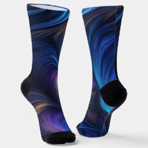 Calcetines Patrón De Giro Azul Colorido