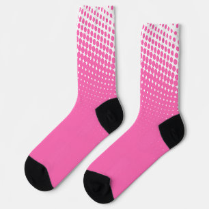 Calcetines Patrón De Gradiente Blanco Y Rosa Caliente