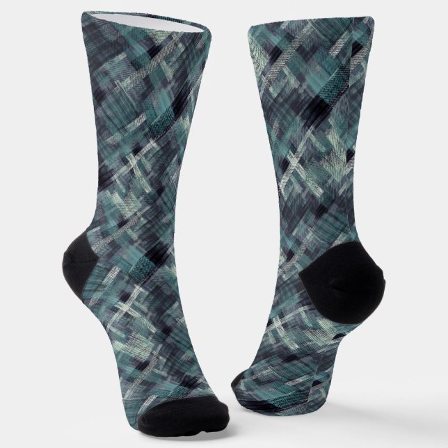 Calcetines Patrón de grunge gris azul texturizado abstracto. (Angular)