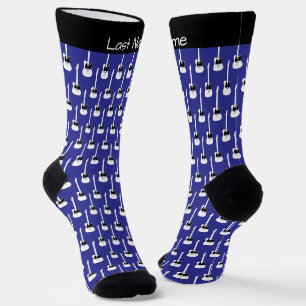 Calcetines Patrón de guitarra eléctrica persoanizable en azul