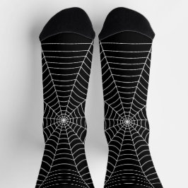 Calcetines Patrón de Halloween de telaraña en blanco y negro