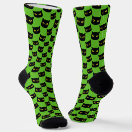 Calcetines Patrón de Halloween para gatos negros y verdes